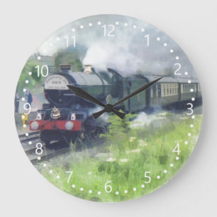 King George Steam Train weiß nummerierte Wählschei Große Wanduhr