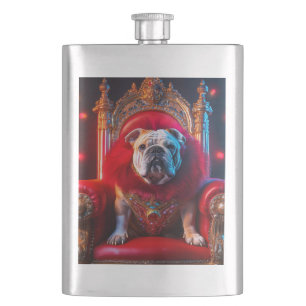 King gewann den Bulldog auf seinem Thron Flachmann