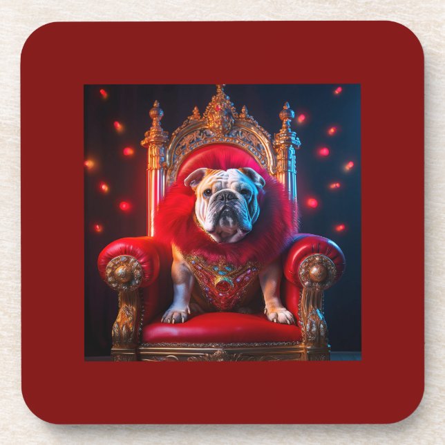 King gewann den Bulldog auf seinem Thron Getränkeuntersetzer