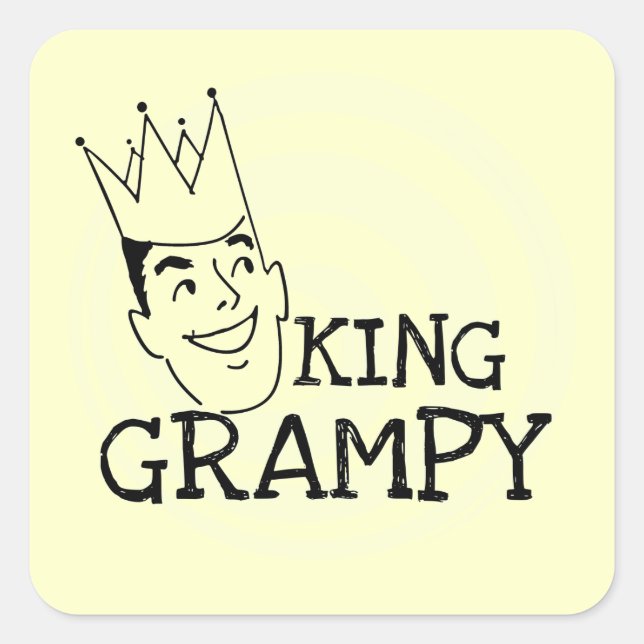 King Grampy Tshirts und Geschenke Quadratischer Aufkleber (Vorderseite)