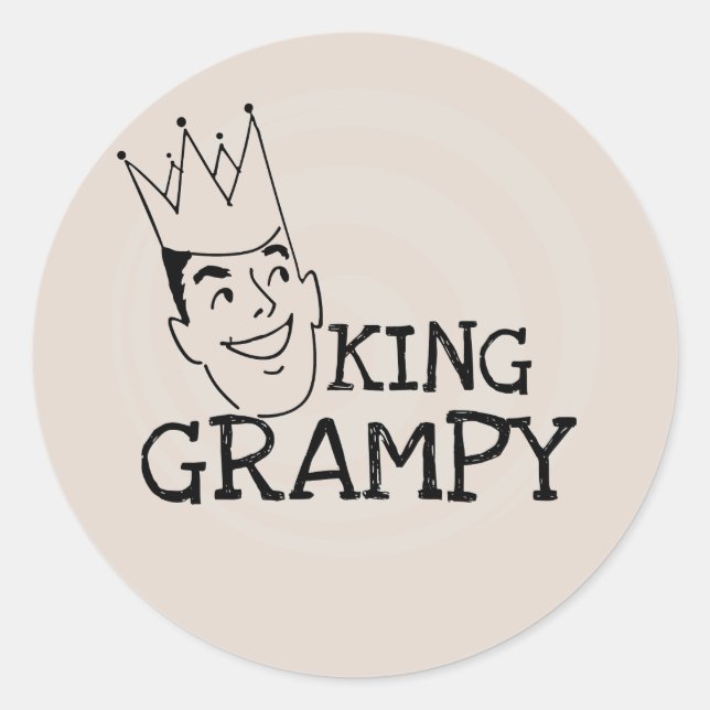 King Grampy Tshirts und Geschenke Runder Aufkleber (Vorderseite)
