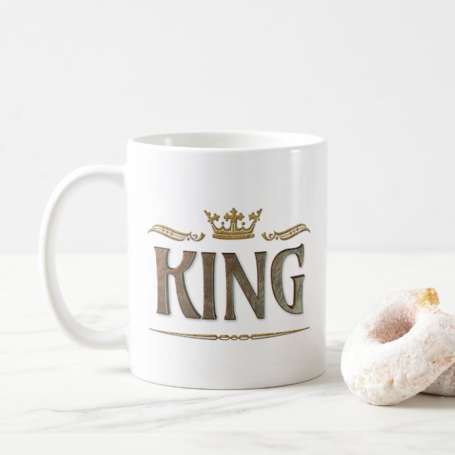 KING - Grand Medieval Royal Crown Letters Kaffeetasse (Mit Donut)
