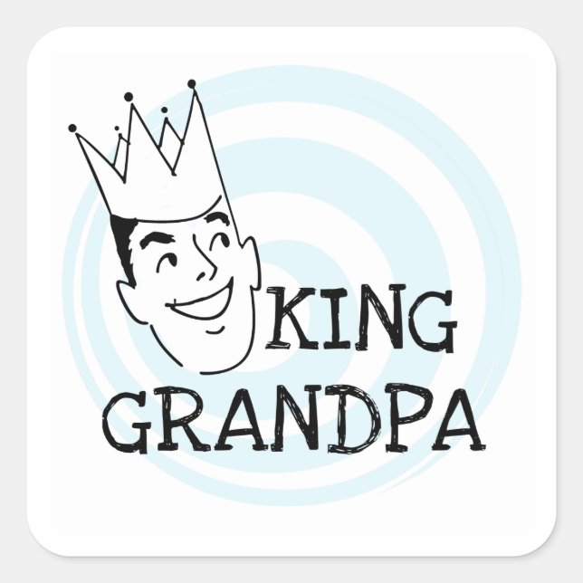 King Grandpa T - Shirt und Geschenke Quadratischer Aufkleber (Vorderseite)