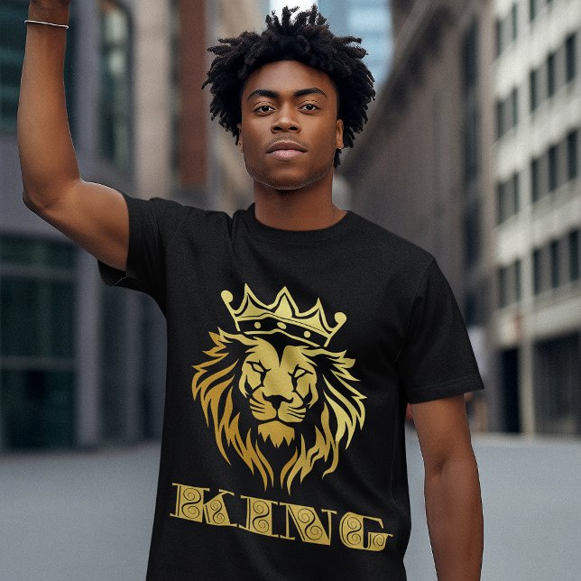 King Graphic w/Crown Golden Lion Farbige Männer T-Shirt (Von Creator hochgeladen)