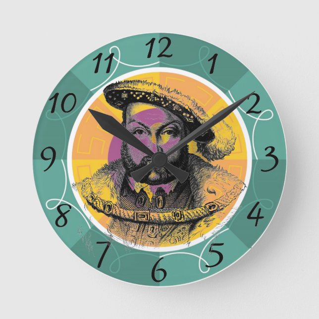 King Henry VIII Wall Clock Runde Wanduhr (Vorderseite)