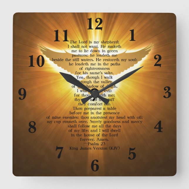 King James Version Psalm 23 Bibelschrift Quadratische Wanduhr (Vorderseite)