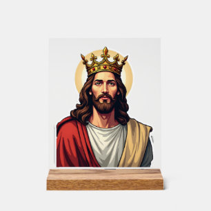 King Jesus Banner Vintage Gravur Shirt 2 Acrylschild