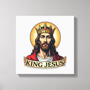 King Jesus Banner Vintage Gravur T-Shirt 2 Leinwanddruck