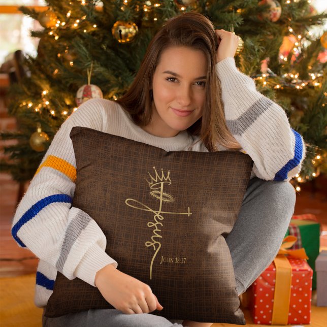 KING JESUS Elegante Bronze Christliche Weihnachten Kissen (Von Creator hochgeladen)