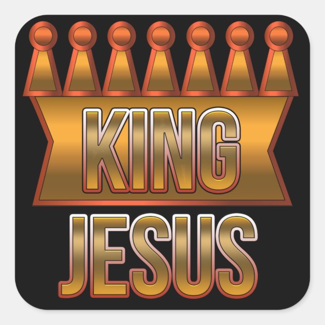 King Jesus Gold Crown Christliche Sticker (Vorderseite)
