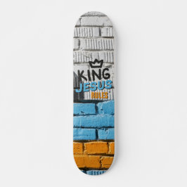 King Jesus Rules White Brick Graffiti Christlich Skateboard