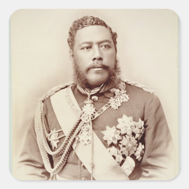 King Kalakaua (1836-91), late c19th Quadratischer Aufkleber (Vorderseite)