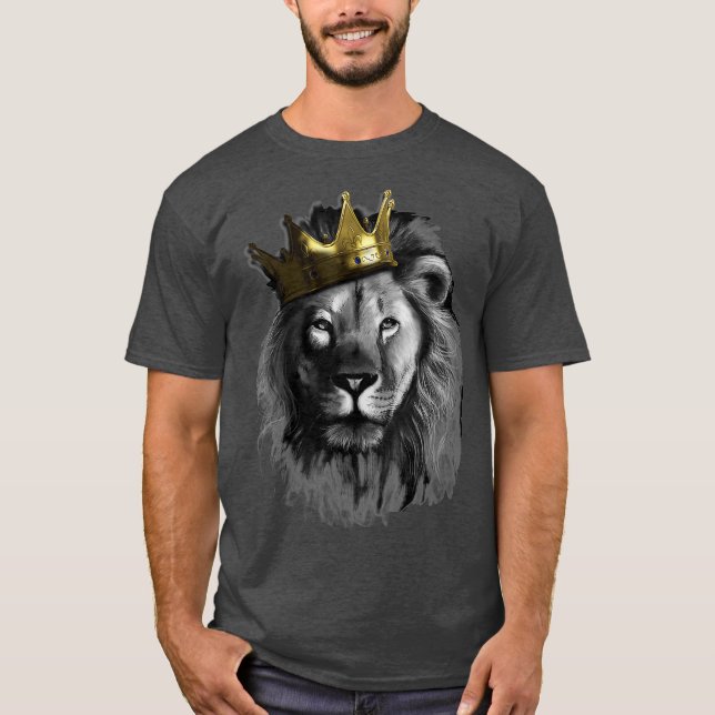 King Lion mit Crown Street Art T-Shirt (Vorderseite)