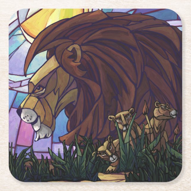King Lion und Cubs Rechteckiger Pappuntersetzer (Vorderseite)