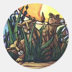 King Lion und Cubs Runder Aufkleber