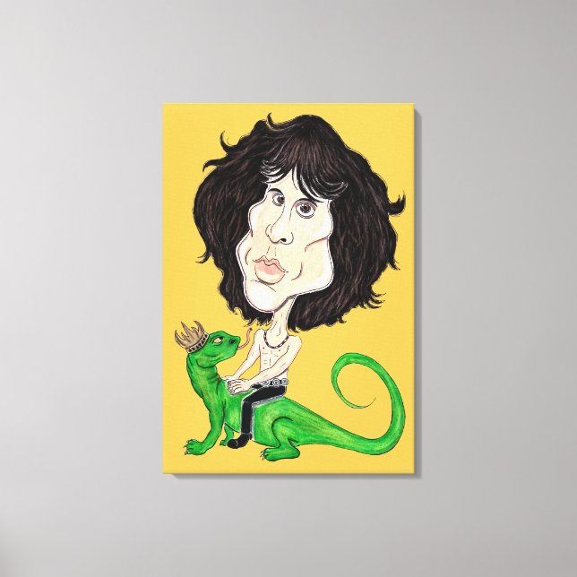 King Lizard Rockstar Karikatur Zeichnend Leinwand (Vorderseite)