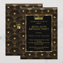 King Mans 60. Geburtstagsparty Crown Gold Brown Einladung