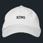 King Name Schwarzer Farbtext Weiße Farbe bestickt Bestickte Baseballkappe<br><div class="desc">King Name Schwarzer Farbtext Weiße Farbe bestickte Hats oder Kappen. Schriftart Name ist Century,  Schriftart Größe 35,  King Black Color Text. Style type ist Alternative Apparel Basic einstellbare Cap,  Color type ist White.</div>