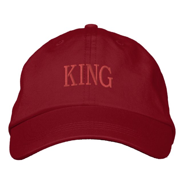 King Name Text gedruckt Stilvoll Stickereihut Bestickte Baseballkappe (Vorderseite)