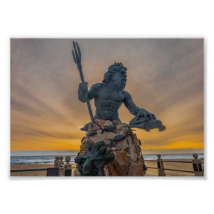 King Neptune Virginia Beach bei Sunrise Foto Print