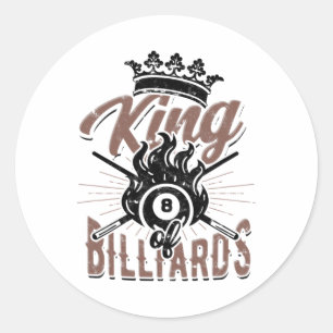 King of Billard - 8-Loch-Pool und Khalk Runder Aufkleber