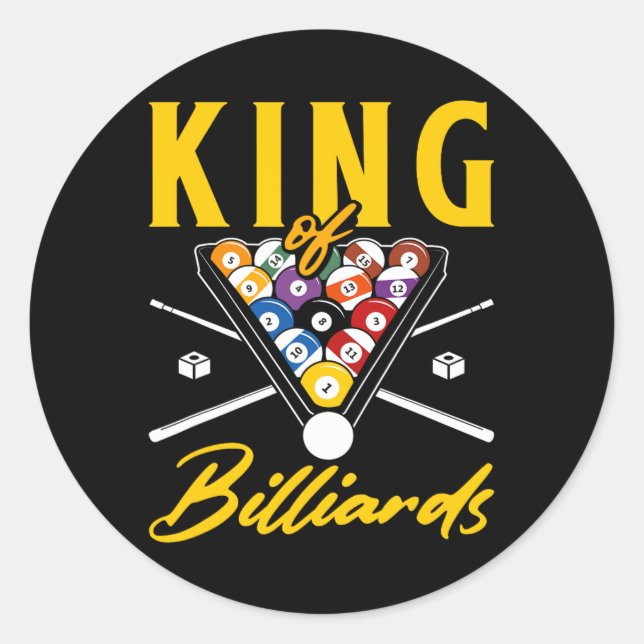 King of Billiards Pool Snooker Billard Racker Cue Runder Aufkleber (Vorderseite)