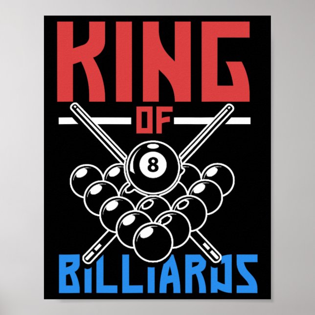 King of Billiards Snooker Pool Billard Racker Cue Poster (Vorne)