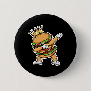 King of Burger Dab Tanzen Funny Hamburger Button