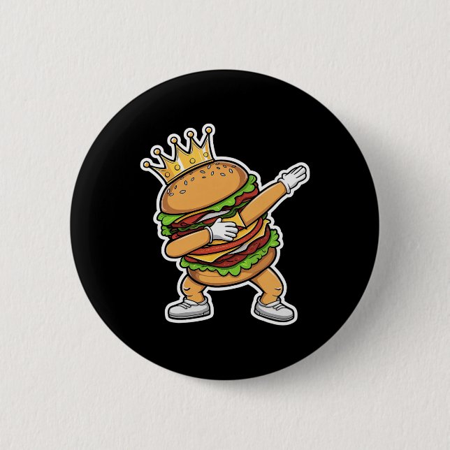 King of Burger Dab Tanzen Funny Hamburger Button (Vorderseite)