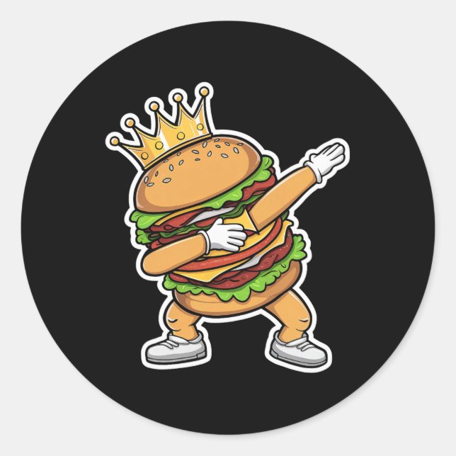 King of Burger Dab Tanzen Funny Hamburger Runder Aufkleber (Vorderseite)