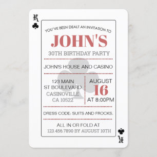 King of Clubs Casino Poker Spielkarte Einladung