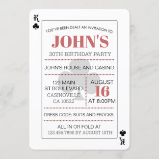 King of Clubs Casino Poker Spielkarte Einladung