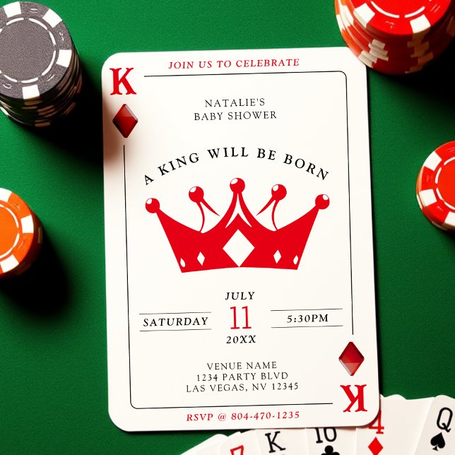 King of Diamonds Casino Poker Card Boy Baby Shower Einladung (King of Diamonds Casino Poker Card Boy Baby Shower
)
