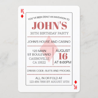 King of Diamonds Casino Poker Spielkarte Einladung