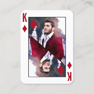 King of Diamonds Foto Red White Poker Player Visitenkarte