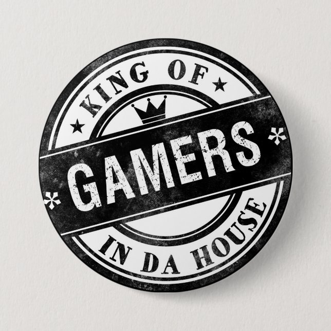 King of Gamers Funny Button für Nerd und Geeks (Vorderseite)