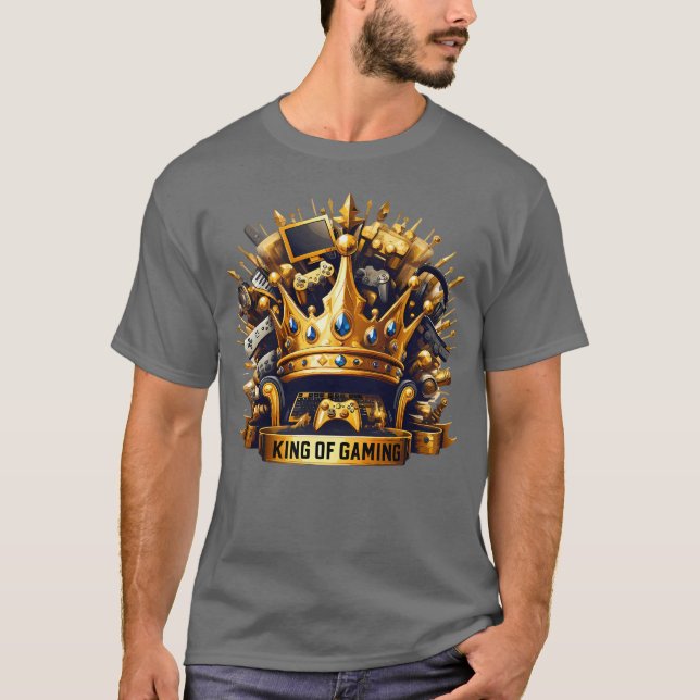 King of Gaming Royal Throne Crown Design T-Shirt (Vorderseite)