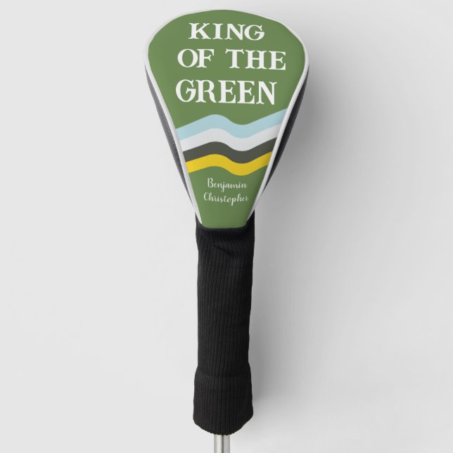 King of Green bunt Streifen grüner individuelle Na Golf Headcover (Vorderseite)