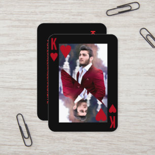 King of Hearts Black Red Foto Poker Player Visitenkarte