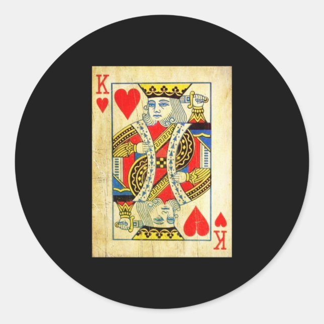 King Of Hearts Card Deck Old Runder Aufkleber (Vorderseite)