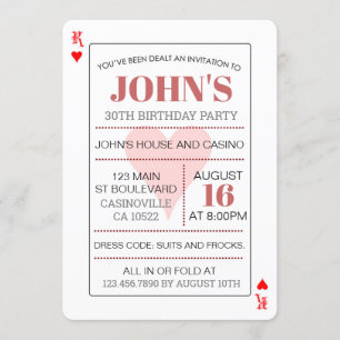 King of Hearts Casino Poker Spielkarten Einladung