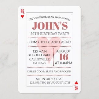 King of Hearts Casino Poker Spielkarten Einladung