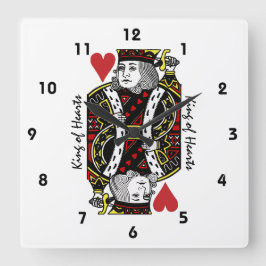 King of Hearts Design Wall Clock Quadratische Wanduhr