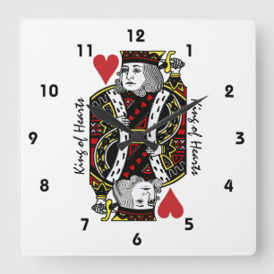 King of Hearts Design Wall Clock Quadratische Wanduhr
