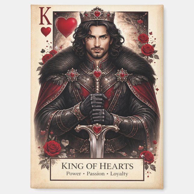 King of Hearts Gothic Tarot Card Magnet (Vorderseite)