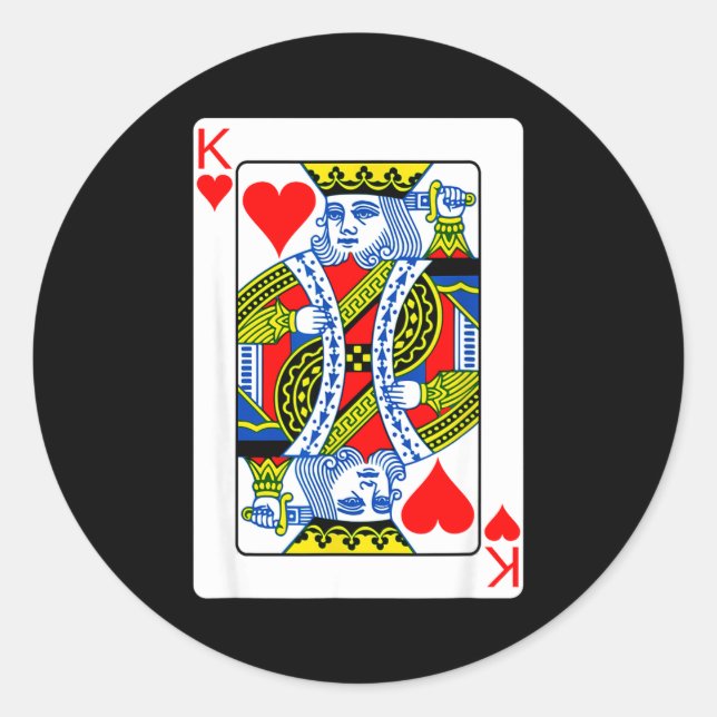 King Of Hearts Playing Card Valentine Costume  Runder Aufkleber (Vorderseite)