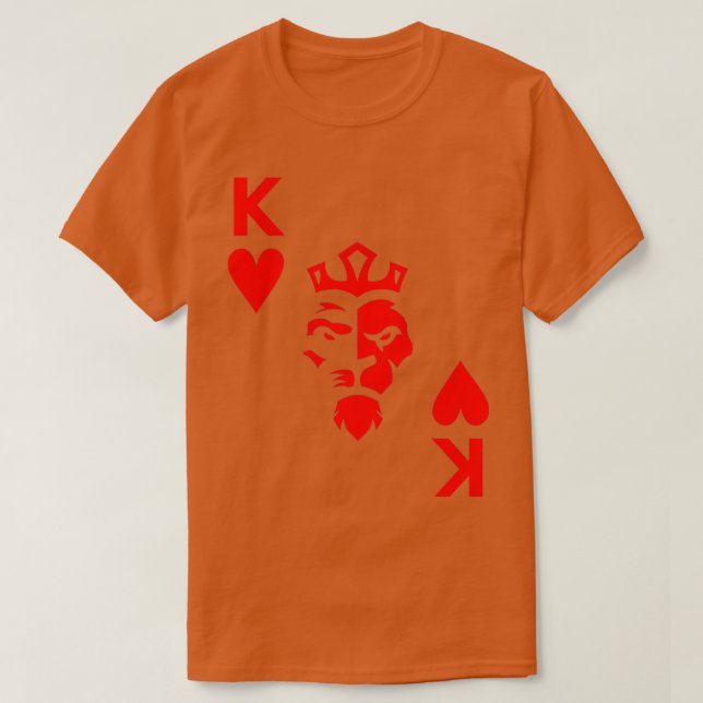 King of Hearts Poker Card Lion King of the Gambler T-Shirt (Design vorne)