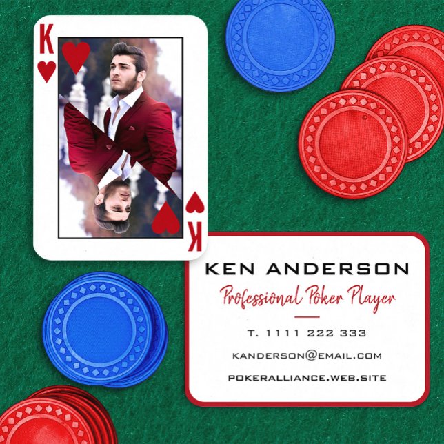 King of Hearts Red White Foto Poker Casino Visitenkarte (King of Hearts Red White Photo Poker Casino Business Card)
