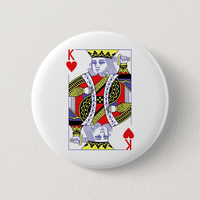 King of Hearts Royal Flush Halloween Playi Button (Vorderseite)