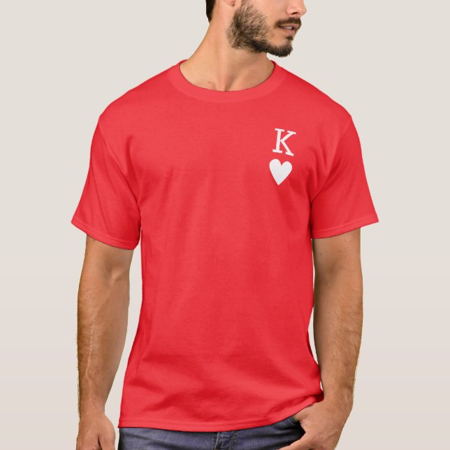 King of Hearts - T - Shirt der Kartensymbolfunktio (Vorderseite)